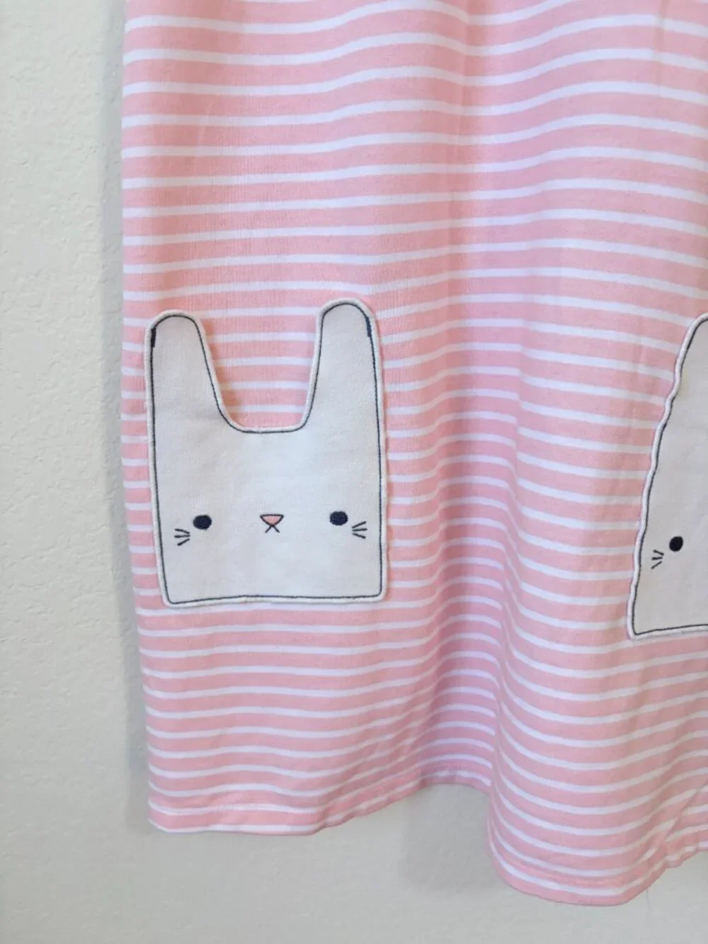 Cat Jack Dress Girls XL Pink Striped Bunny Pocket Detail Easter T-Shirt Dress